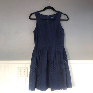 Navy blue eyelet dress